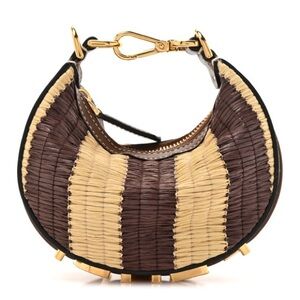 Fendi Straw Vitello Grace Nano Fendigraphy Bag